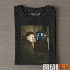 Michael Myers Watching Horror Movie Vintage Tee