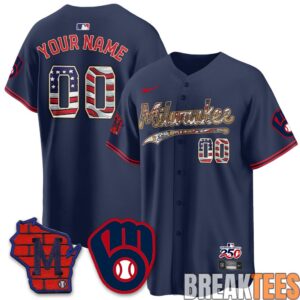 Milwaukee Brewers 2026 Independence Day USA Custom Baseball Jersey 1