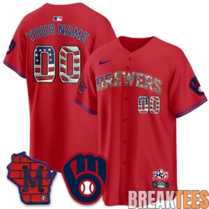 Milwaukee Brewers 2026 Independence Day USA Custom Baseball Jersey 4