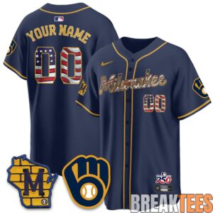 Milwaukee Brewers 2026 Independence Day USA Custom Baseball Jersey 5