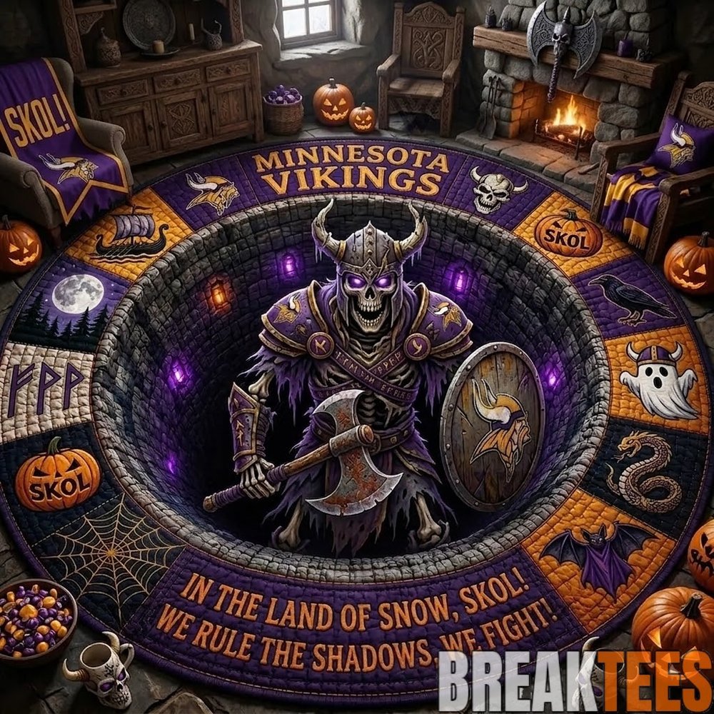 Minnesota Vikings 2026 Halloween Quilted Round Rug – Limited Edition Minnesota Vikings 2026 Halloween Quilted Round Rug – Limited Edition