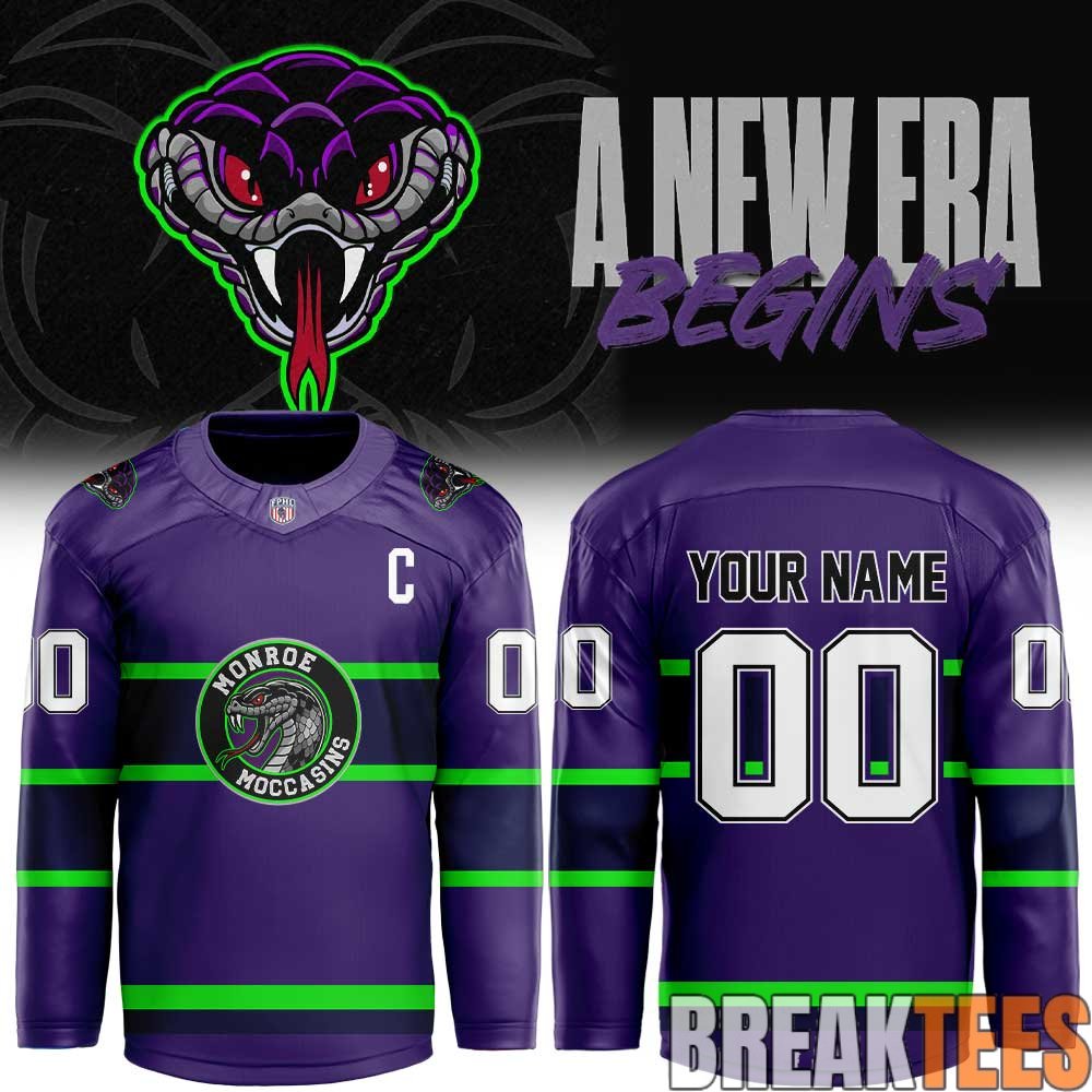 Monroe Moccasins “A New Era Begins” 2026 Custom Hockey Jersey – Purple Monroe Moccasins “A New Era Begins” 2026 Custom Hockey Jersey – Purple