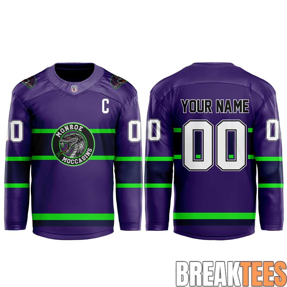 Monroe Moccasins “A New Era Begins” 2026 Custom Hockey Jersey – Purple Monroe Moccasins “A New Era Begins” 2026 Custom Hockey Jersey – Purple