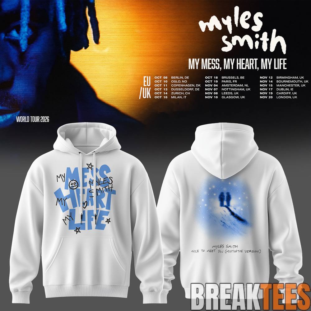 Myles Smith – My Mess, My Heart, My Life Tour 2026 Black/White Hoodie Myles Smith – My Mess, My Heart, My Life Tour 2026 Black/White Hoodie
