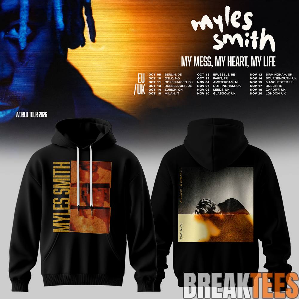 Myles Smith – My Mess, My Heart, My Life Tour 2026 Black/White Hoodie Myles Smith – My Mess, My Heart, My Life Tour 2026 Black/White Hoodie