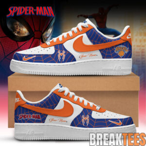 New York Knicks x Spider-Man 2026 Edition Custom Air Force 1 Shoes – Blue