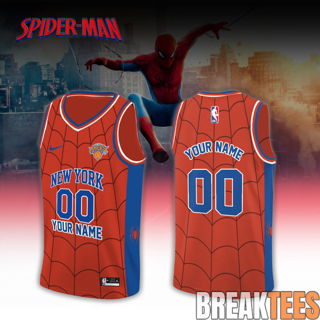 New York Knicks x Spider-Man 2026 Edition Custom Basketball Jersey – Red New York Knicks x Spider-Man 2026 Edition Custom Basketball Jersey – Red