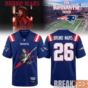 New England Patriots x Bruno Mars – The Romantic Tour 2026 Signature Football Jersey