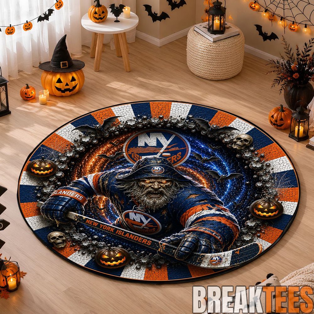 New York Islanders Special Halloween Round Quilted Rug New York Islanders Special Halloween Round Quilted Rug