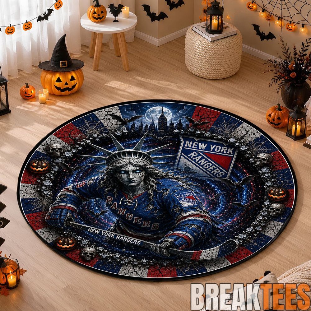 New York Rangers Special Halloween Round Quilted Rug New York Rangers Special Halloween Round Quilted Rug