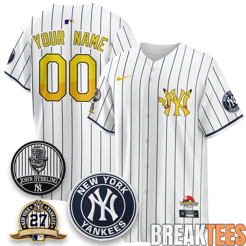 New York Yankees x Pokémon Cartoon Custom Baseball Jersey New York Yankees x Pokémon Cartoon Custom Baseball Jersey