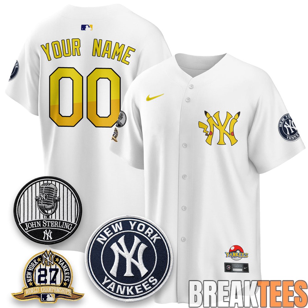 New York Yankees x Pokémon Cartoon Custom Baseball Jersey New York Yankees x Pokémon Cartoon Custom Baseball Jersey