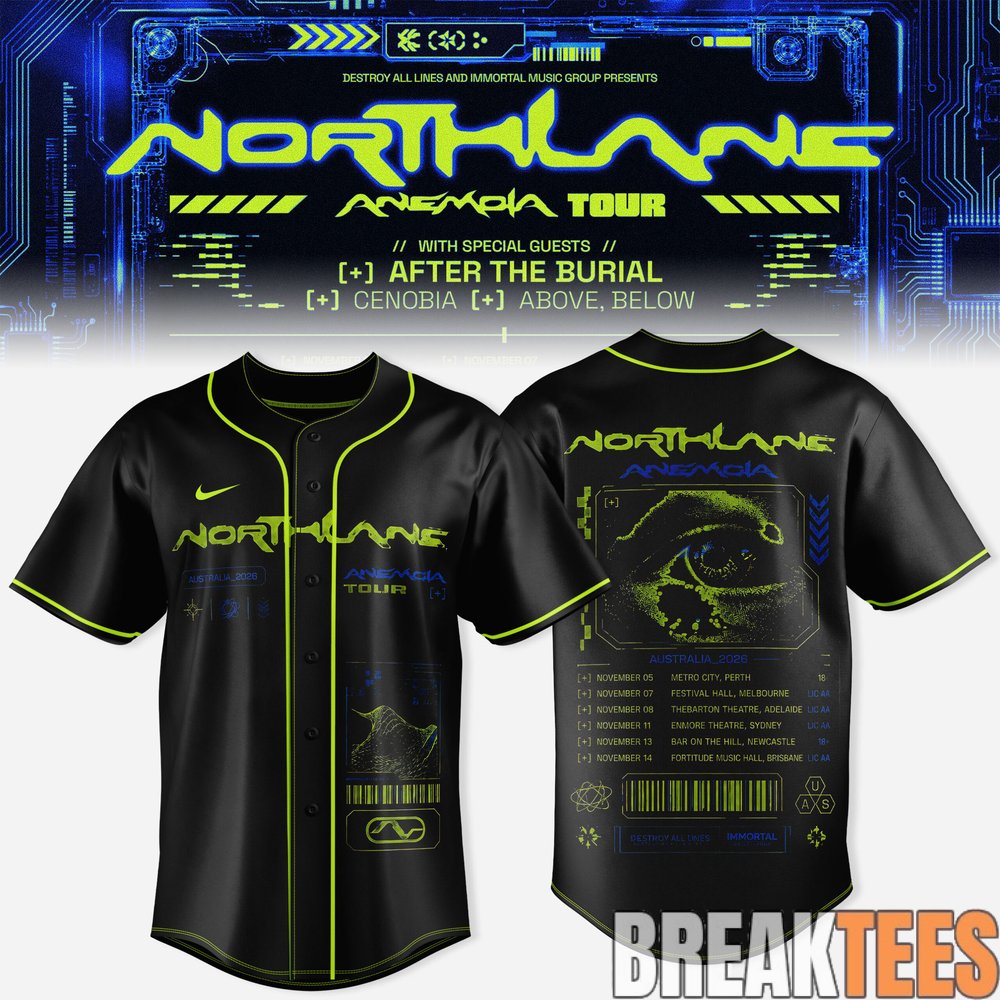 Northlane The Anemoia Tour 2026 Exclusive Baseball Jersey Northlane The Anemoia Tour 2026 Exclusive Baseball Jersey