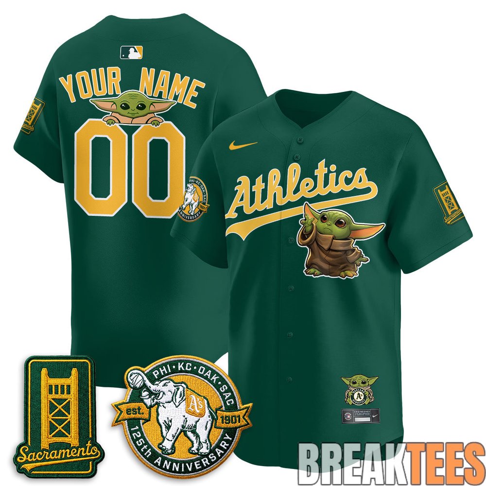 Oakland Athletics x Star Wars Baby Yoda 2026 Custom Baseball Jersey Oakland Athletics x Star Wars Baby Yoda 2026 Custom Baseball Jersey