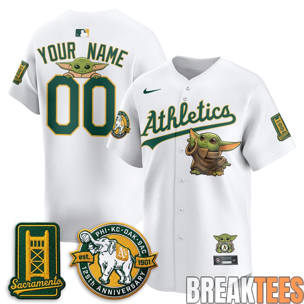 Oakland Athletics x Star Wars Baby Yoda 2026 Custom Baseball Jersey Oakland Athletics x Star Wars Baby Yoda 2026 Custom Baseball Jersey