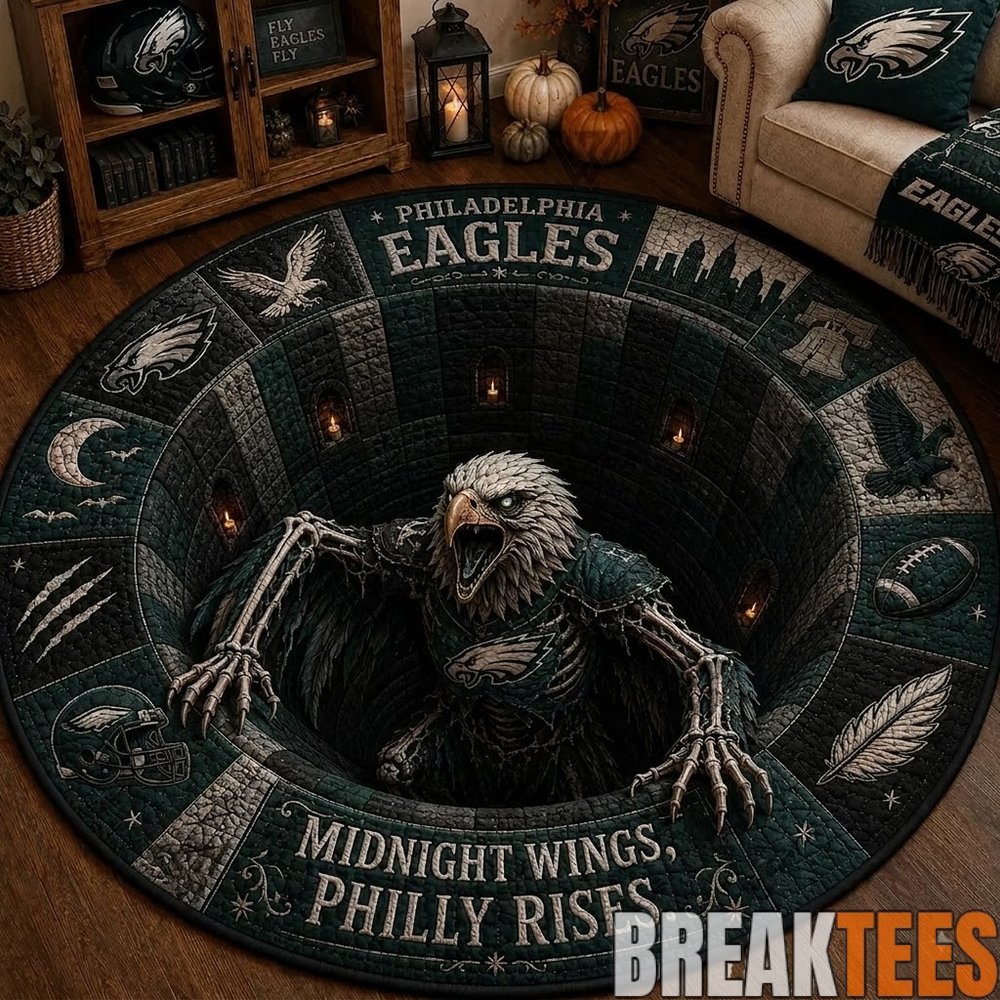 Philadelphia Eagles 2026 Halloween Quilted Round Rug – Limited Edition Philadelphia Eagles 2026 Halloween Quilted Round Rug – Limited Edition