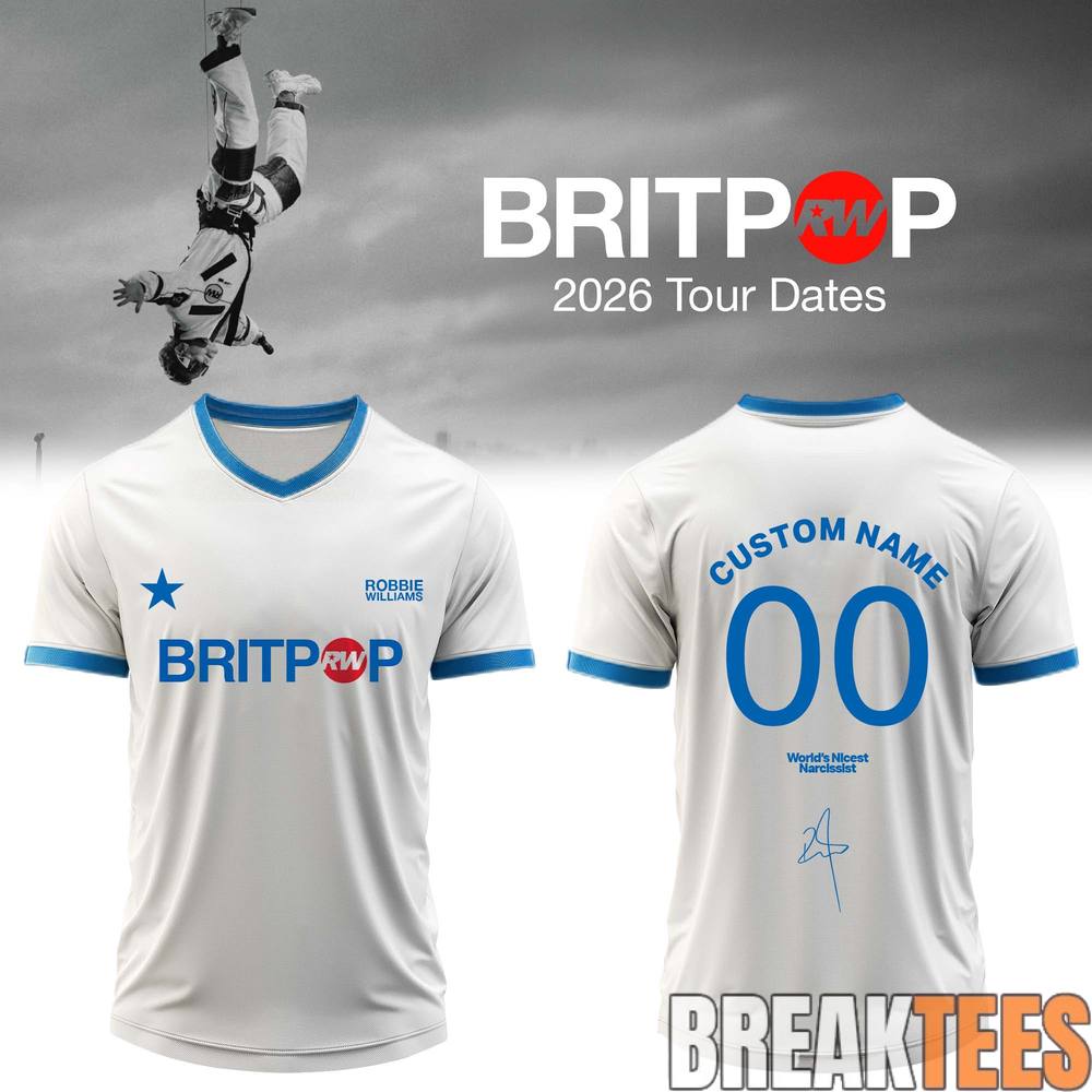 Robbie Williams BRITPOP World Tour 2026 Custom Jersey Robbie Williams BRITPOP World Tour 2026 Custom Jersey