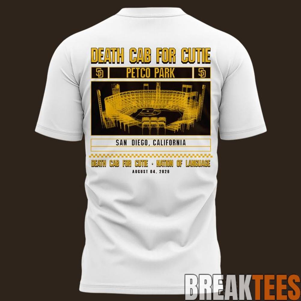 San Diego Padres x Death Cab for Cutie I Built You A Tower World Tour 2026 T-Shirt San Diego Padres x Death Cab for Cutie I Built You A Tower World Tour 2026 T-Shirt