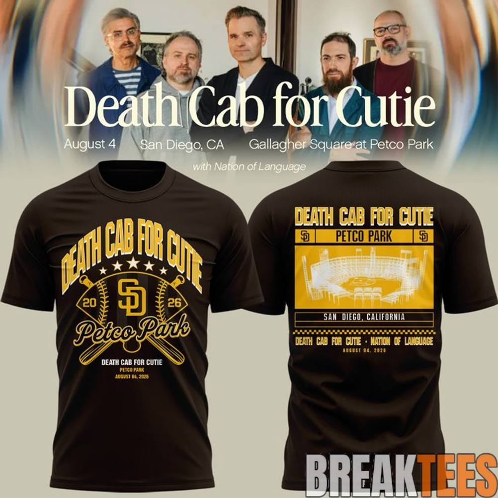 San Diego Padres x Death Cab for Cutie I Built You A Tower World Tour 2026 T-Shirt San Diego Padres x Death Cab for Cutie I Built You A Tower World Tour 2026 T-Shirt