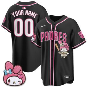 San Diego Padres x Kuromi Pink Sanrio Friend Día de los Muertos Custom Baseball Jersey 1