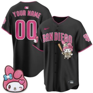 San Diego Padres x Kuromi Pink Sanrio Friend Día de los Muertos Custom Baseball Jersey 2