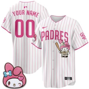San Diego Padres x Kuromi Pink Sanrio Friend Día de los Muertos Custom Baseball Jersey 3