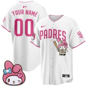 San Diego Padres x Kuromi Pink Sanrio Friend Día de los Muertos Custom Baseball Jersey 4