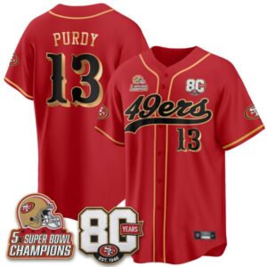 San Francisco 49ers 80 Years & 5X Champs Limited Edition Baseball Jersey 2