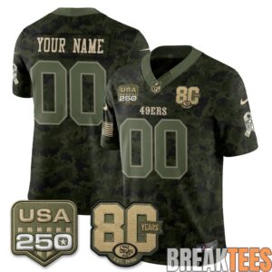 San Francisco 49ers 2026 Salute to Service Camo Custom Football Jersey