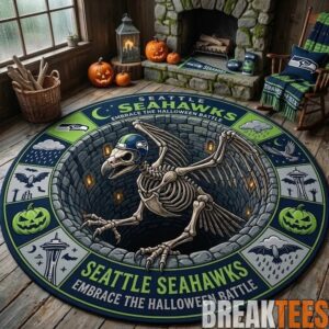 Seattle Seahawks 2026 Halloween Quilted Round Rug – Limited Edition