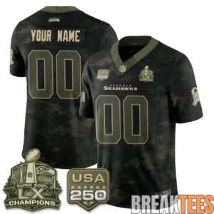Seattle Seahawks 2026 Salute to Service Camo Custom Football Jersey