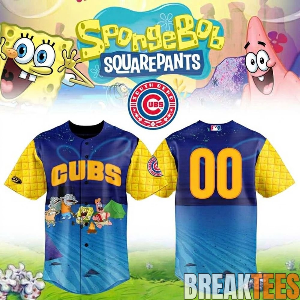 South Bend Cubs x SpongeBob SquarePants Theme Night Custom Baseball Jersey South Bend Cubs x SpongeBob SquarePants Theme Night Custom Baseball Jersey