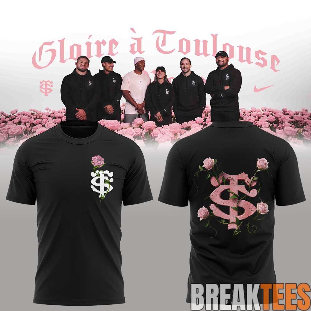 Stade Toulousain Rugby Collection Toulouse La Rose T-Shirt Black Stade Toulousain Rugby Collection Toulouse La Rose T-Shirt Black