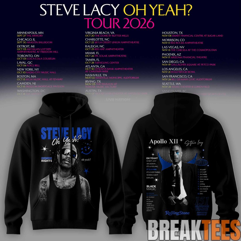 Steve Lacy Oh yeah Tour 2026 Hoodie Steve Lacy Oh yeah Tour 2026 Hoodie