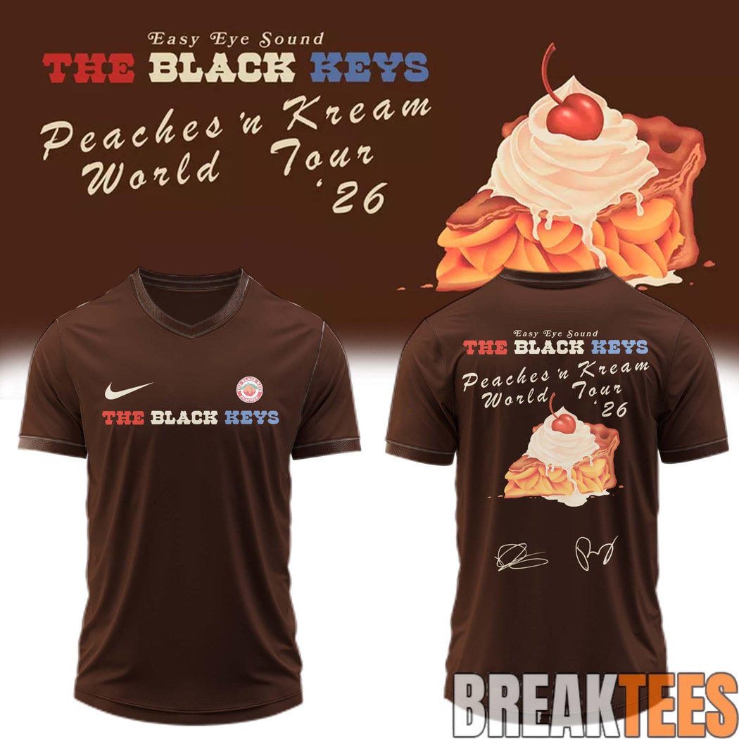 The Black Keys “Peaches ‘n Kream World Tour” 2026 Football Jersey The Black Keys “Peaches ‘n Kream World Tour” 2026 Football Jersey