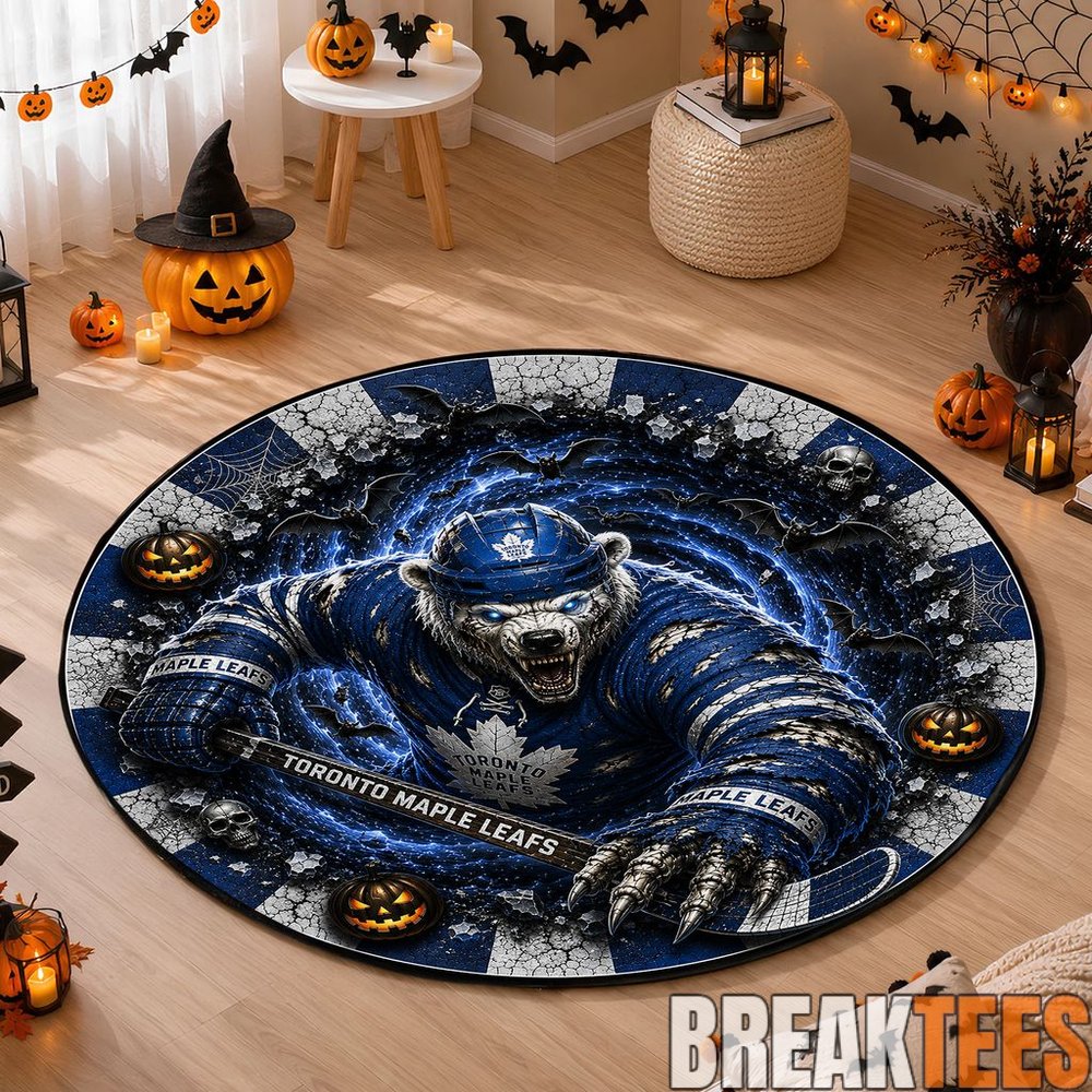 Toronto Maple Leafs Special Halloween Round Quilted Rug Toronto Maple Leafs Special Halloween Round Quilted Rug