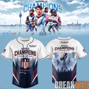 USA Flag Football World Champions Duesseldorf 2026 Baseball Jersey 1