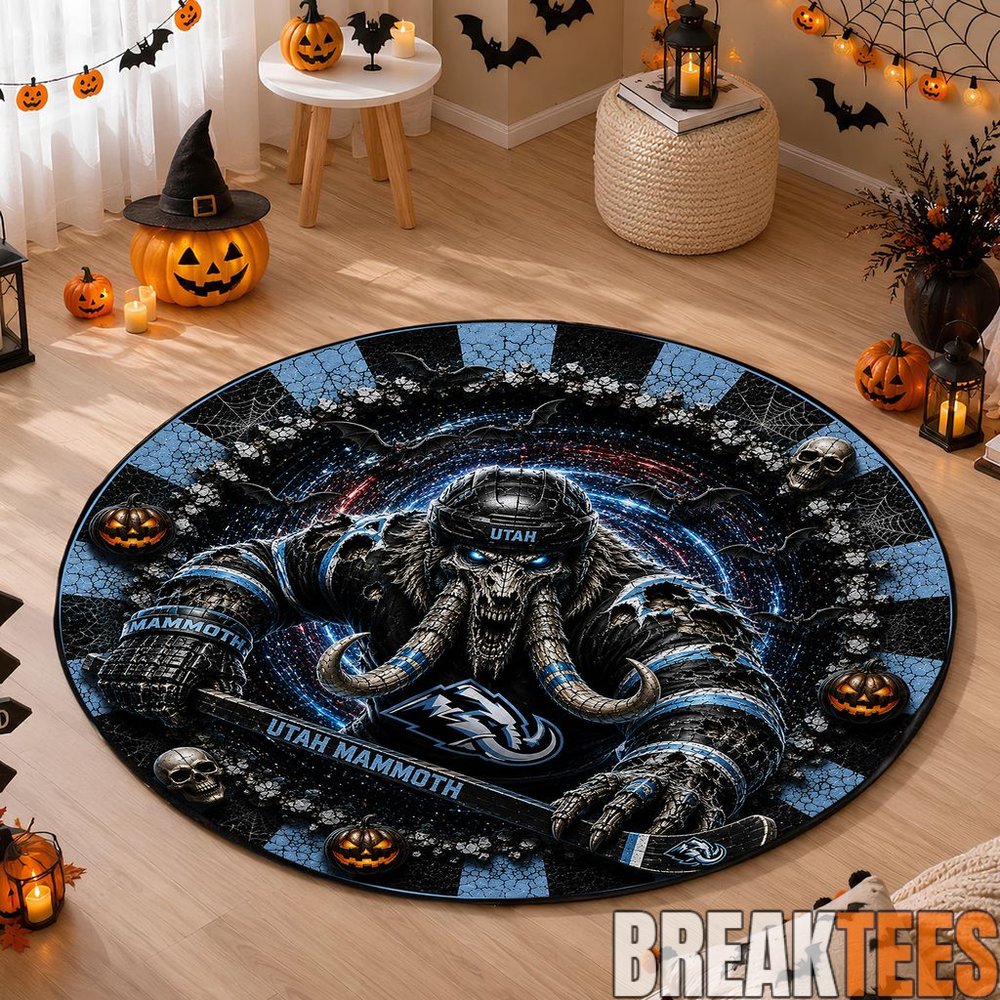 Utah Mammoth Special Halloween Round Quilted Rug Utah Mammoth Special Halloween Round Quilted Rug
