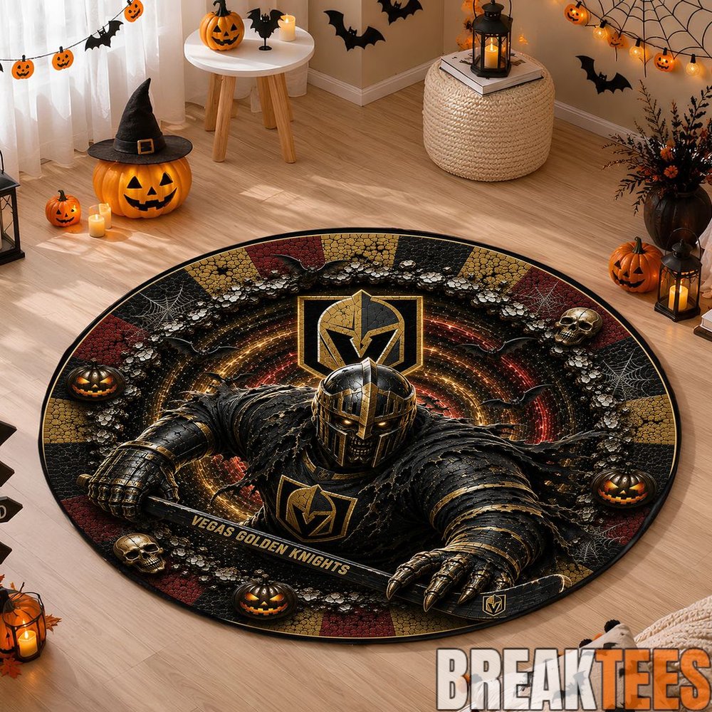 Vegas Golden Knights Special Halloween Round Quilted Rug Vegas Golden Knights Special Halloween Round Quilted Rug