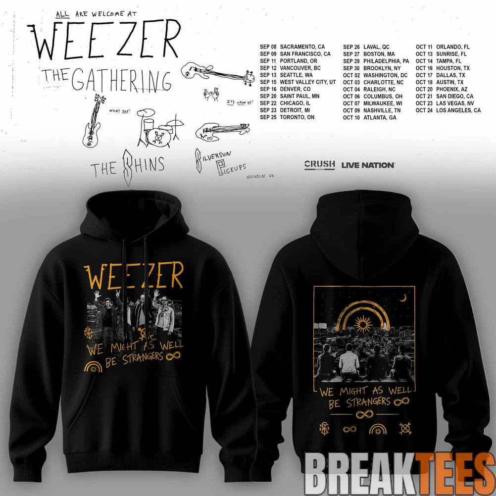Weezer The Gathering Tour Premium 3D All-Over Print Black Hoodie Weezer The Gathering Tour Premium 3D All-Over Print Black Hoodie