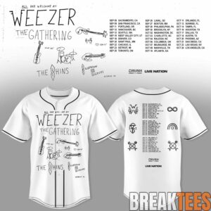 Weezer The Gathering Tour Premium 3D Baseball Jersey White