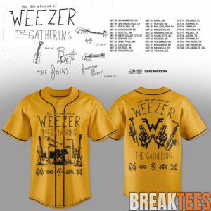 Weezer The Gathering Tour Premium 3D Baseball Jersey Yellow
