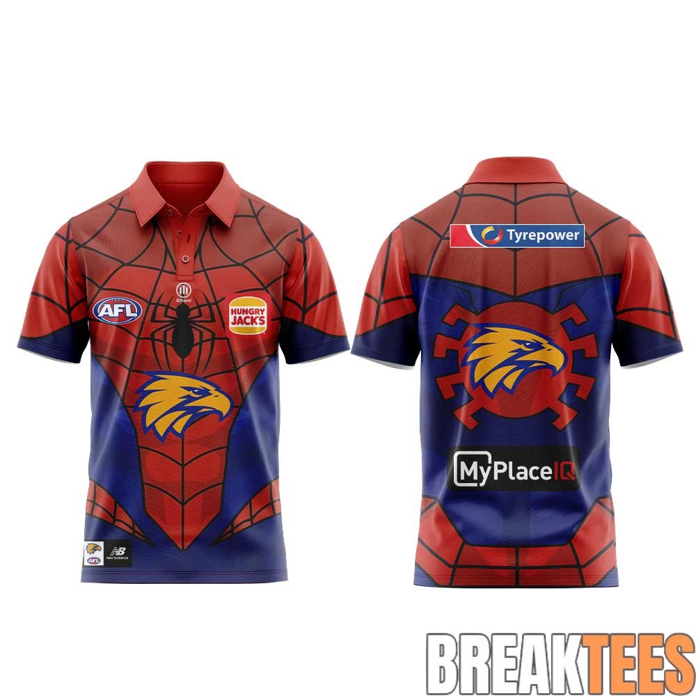 West Coast Eagles x Spider-Man 2026 Special Polo Shirt West Coast Eagles x Spider-Man 2026 Special Polo Shirt