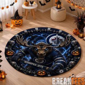 Winnipeg Jets Special Halloween Round Quilted Rug