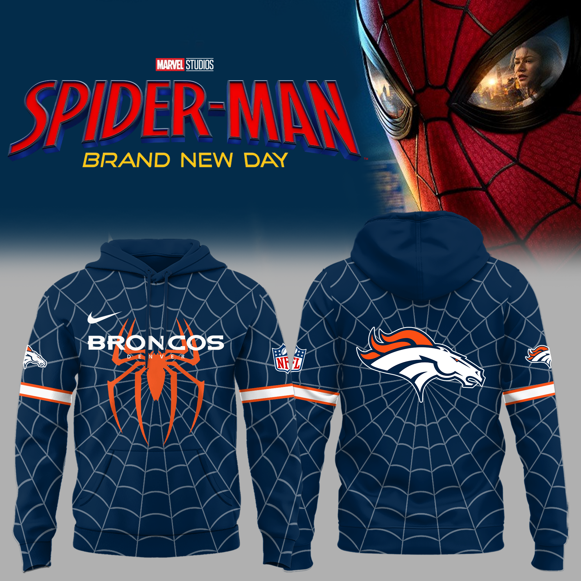 Denver Broncos x Spider-Man Special Hoodie Denver Broncos x Spider-Man Special Hoodie