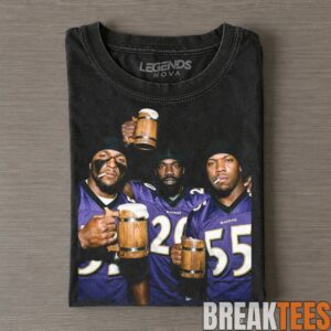 Baltimore Ravens Ray Lewis, Ed Reed & Terrell Suggs Drinking & Middle Finger Tee 1