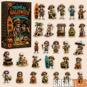 Beach Vacation Skeleton Halloween 2026 Countdown Advent Calendar