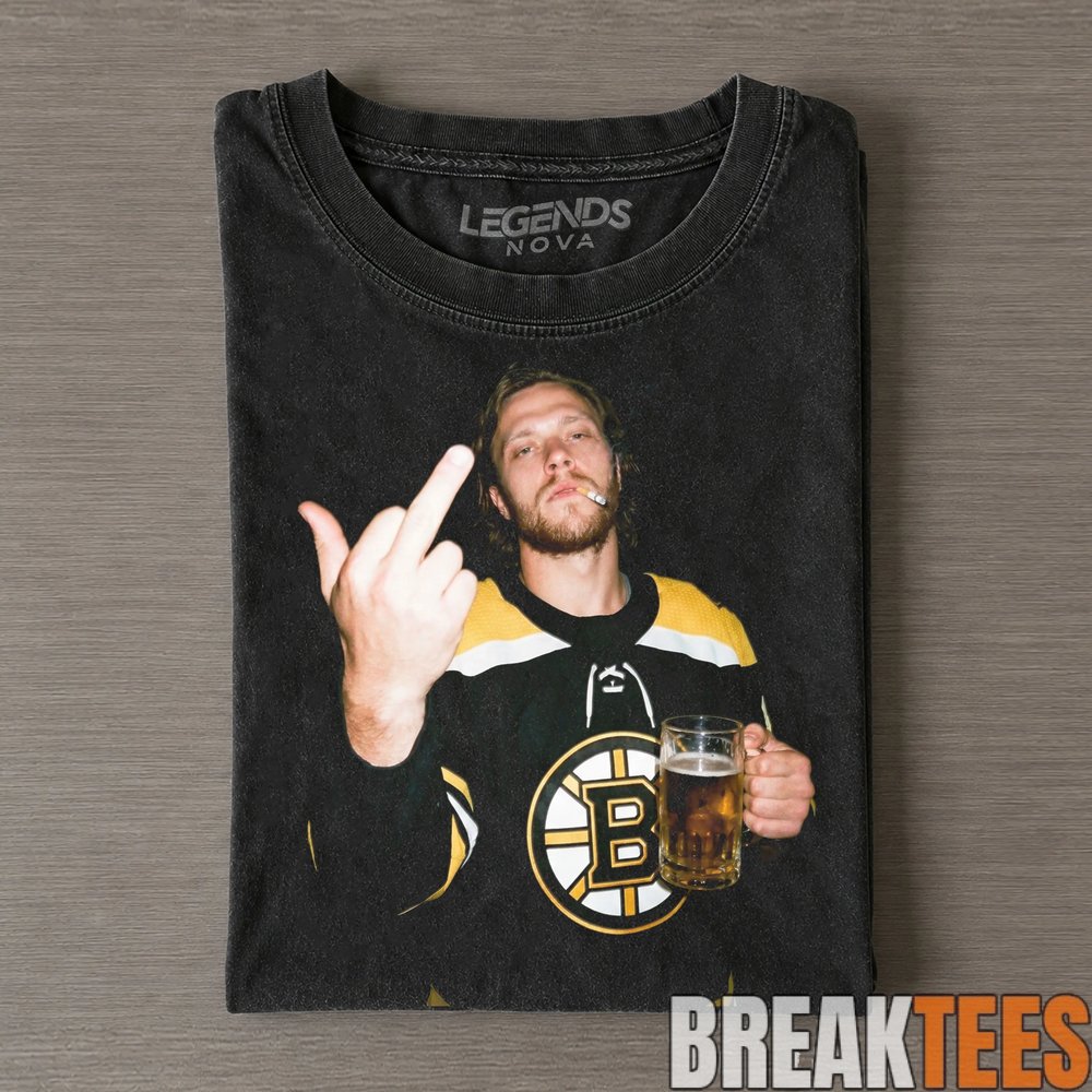 Boston Bruins David Pastrnak Drinking & Middle Finger Tee Boston Bruins David Pastrnak Drinking & Middle Finger Tee