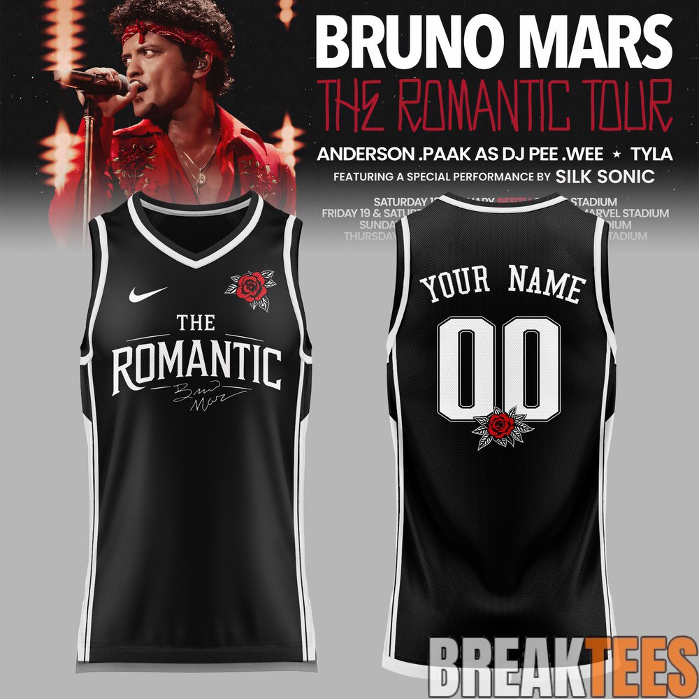 Bruno Mars The Romantic Tour AUS & NZ Customize Basketball Jersey Bruno Mars The Romantic Tour AUS & NZ Customize Basketball Jersey