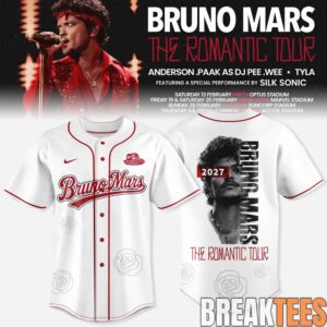 Bruno Mars The Romantic Tour AUS & NZ Exclusive Baseball Jersey
